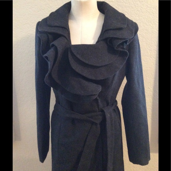 Tata Jolie Ruffle Front Wool Blend Coat - Medium - Picture 5 of 6